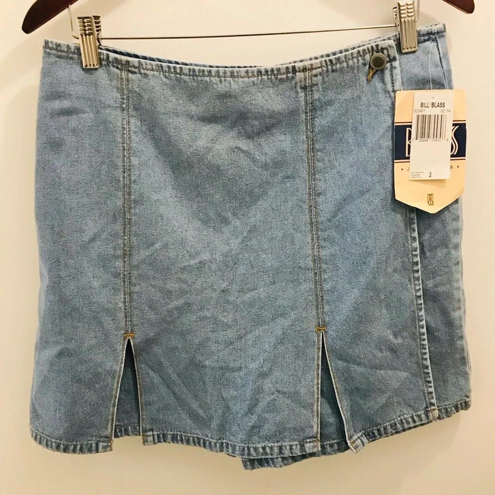 NWT Vintage Bill Blass Denim Skort 14 blue light wash cotton